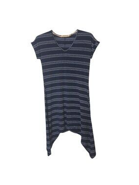 Liberty Love Dress Small Blue & White Striped Handkerchief Hem Stretch #I-2